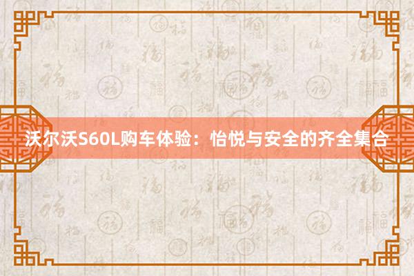 沃尔沃S60L购车体验：怡悦与安全的齐全集合